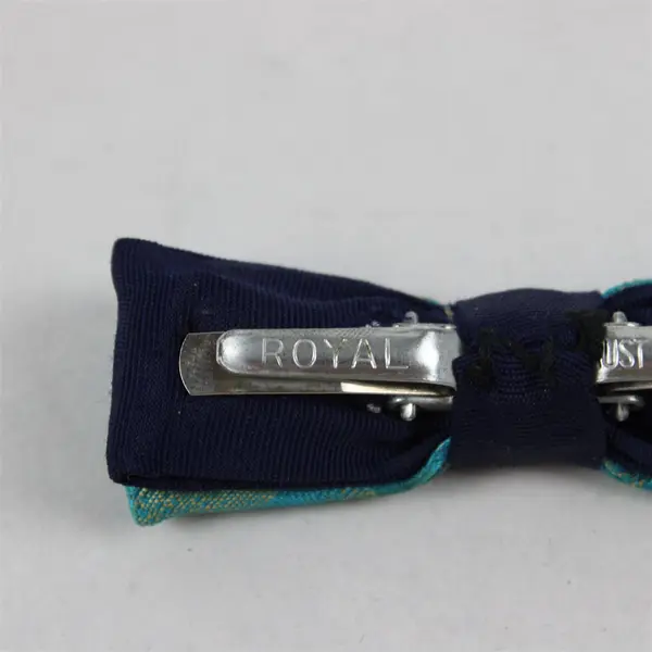 Vintage Royal Rust Resistant Royal Blue and Teal Clip-On Bow Tie 