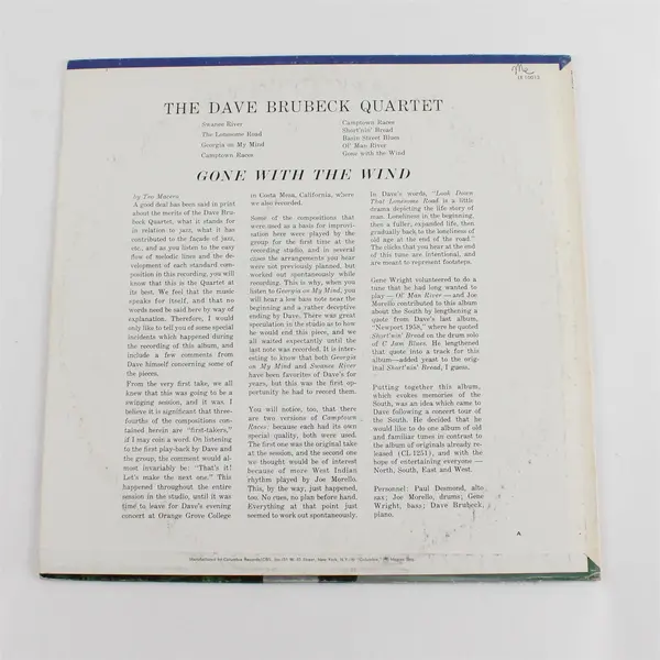 The Dave Brubeck Quartet - Gone With The Wind 12" Vinyl Record