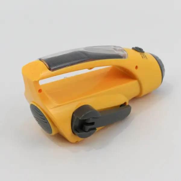 Safe-T-Proof Yellow Hand Crank Or Solar Emergency Flashlight AM-FM Radio 