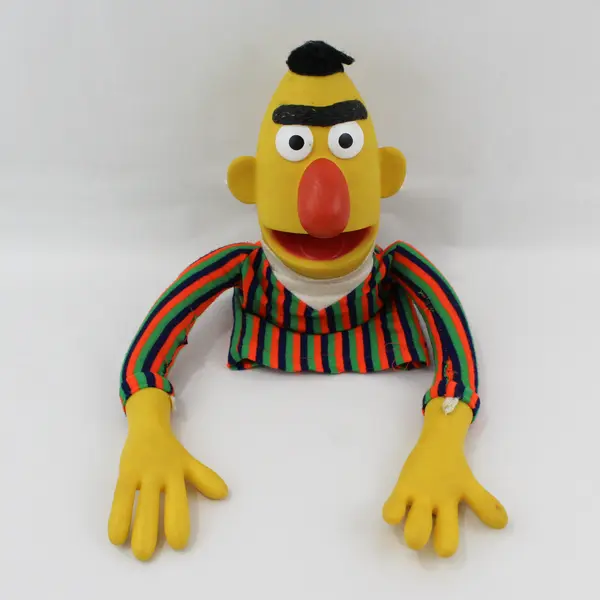 Vintage 1970s Sesame Street Bert Hand Puppet Plastic Head Hands 