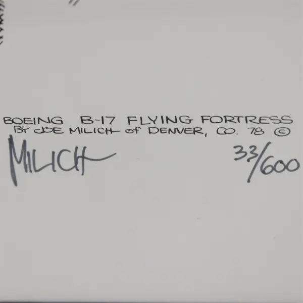 Joe Milich Boeing B-17 Flying Fortress 1978 Signed Ltd Print 33/600