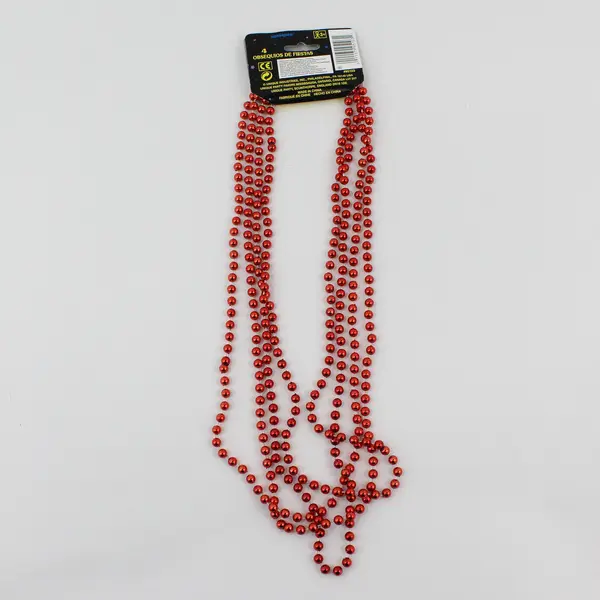Unique Industries Pack of 4 Red Metallic Bead Necklaces 32in #95103 New