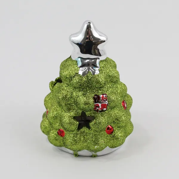 Mode Battery Operated Color Changing Green Glitter Christmas Tree Light