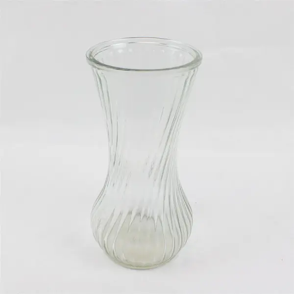 Vintage Hoosier Swirled Ribbed Glass Vase Collectible 9.75in