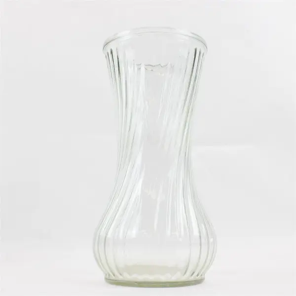 Vintage Hoosier Swirled Ribbed Glass Vase Collectible 9.75in