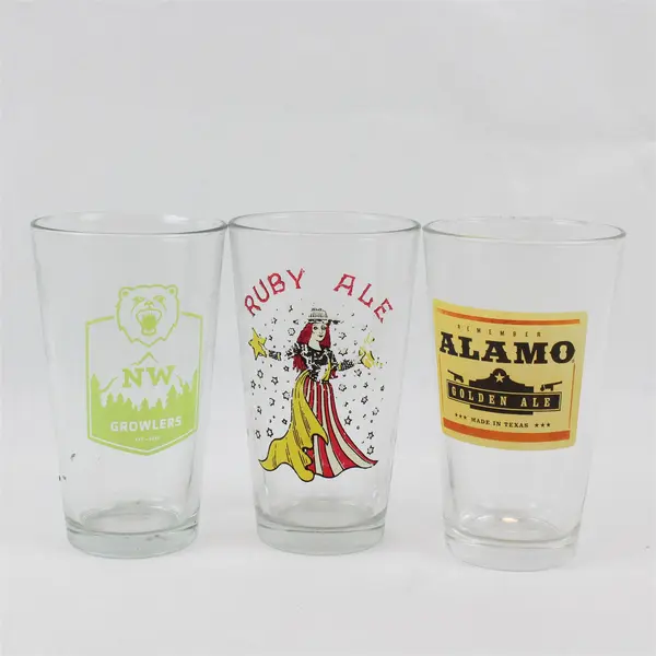 Lot of 3 Vintage NW Growlers Remember Alamo Golden Ruby Ale Pint Glasses