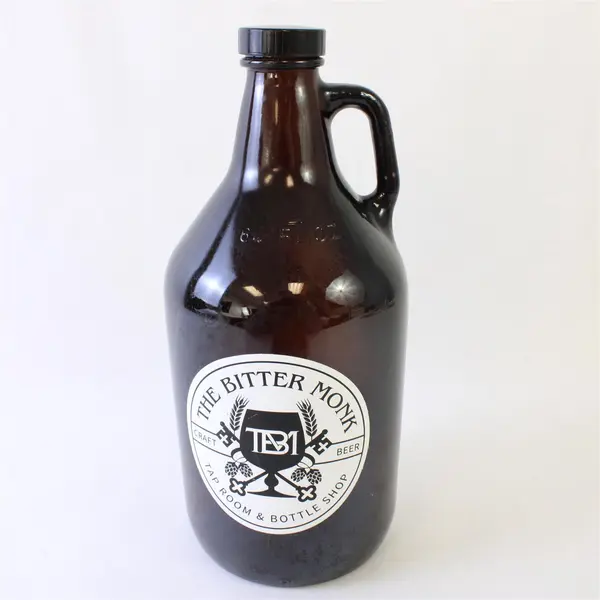 Bitter Monk Tap Room & Bottle Shop 64oz Brown Glass Bottle