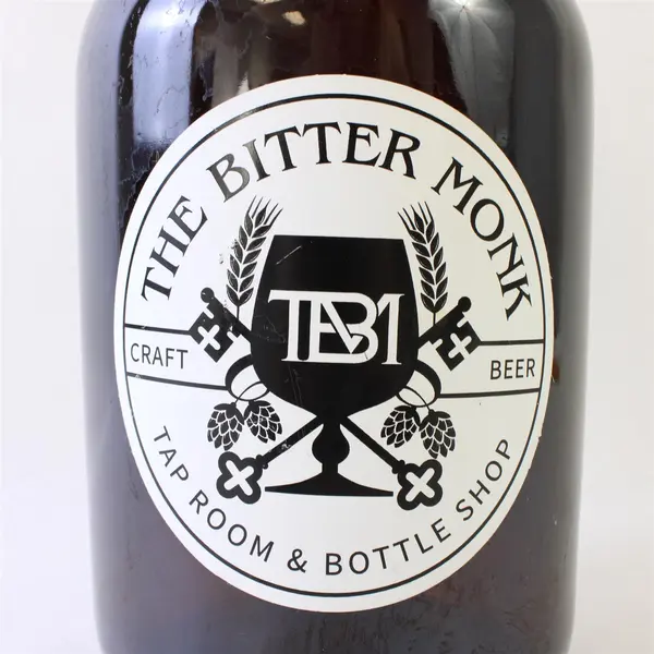 Bitter Monk Tap Room & Bottle Shop 64oz Brown Glass Bottle