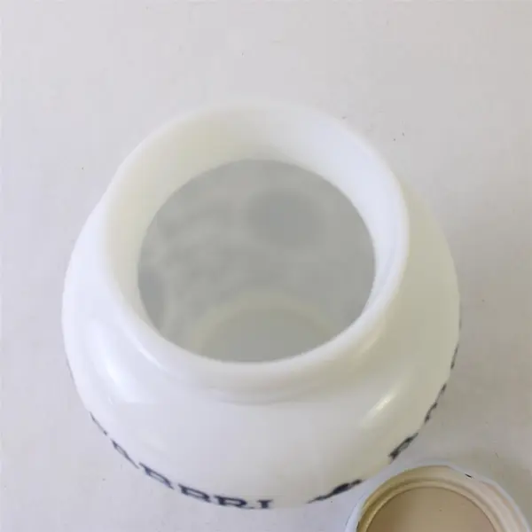 Fabbri Amarena Empty Collectible Milk Glass Jar Blue White Floral Italy 5.5"