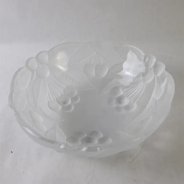 Vintage Mikasa Crystal Bountiful Hostess Bowl 9in Frosted Cherries