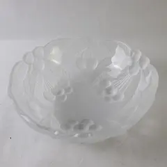Vintage Mikasa Crystal Bountiful Hostess Bowl 9in Frosted Cherries