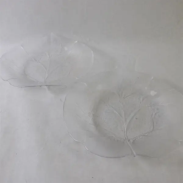 Set of 2 Vintage Clear Glass Leaf Serving Bowls