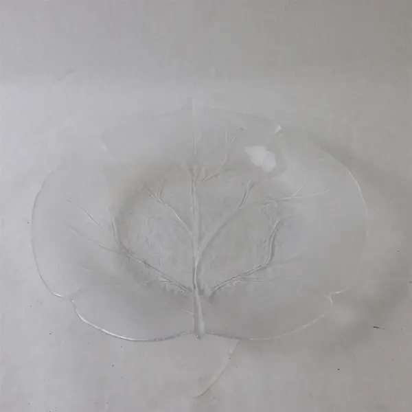 Set of 2 Vintage Clear Glass Leaf Serving Bowls