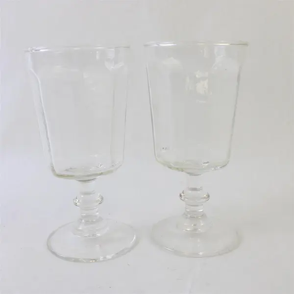 Set of 2 Vintage Clear Paneled Water Goblets