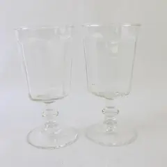 Set of 2 Vintage Clear Paneled Water Goblets