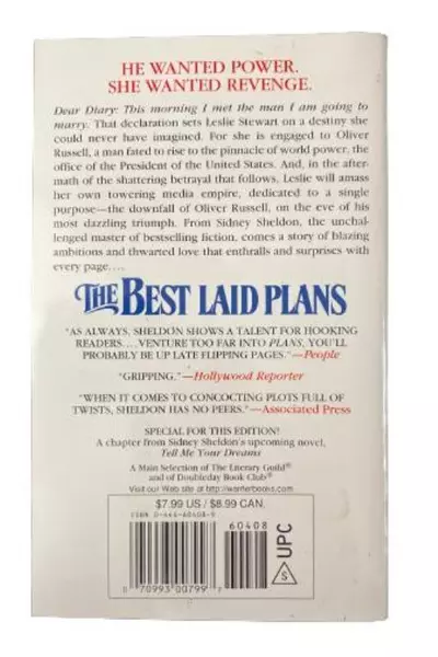 Vintage The Best Laid Plans Sidney Sheldon 1997 Warner Books Paperback Novel