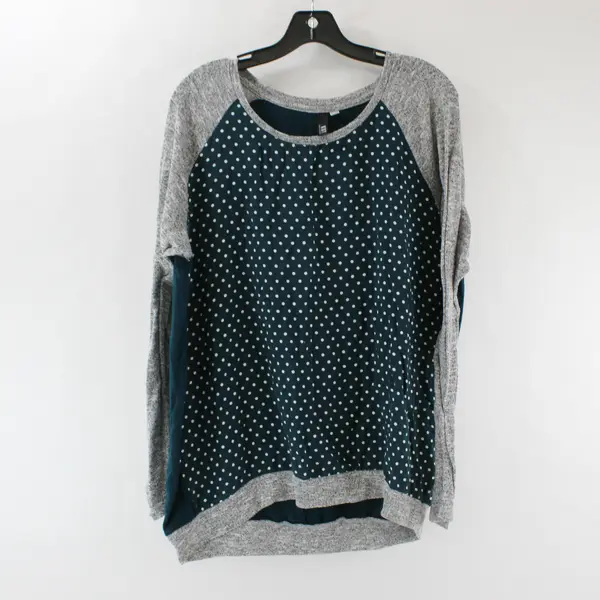 KUT From The Kloth Polka Dot Pattern Green and Gray Long-Sleeved Top Women's XXL