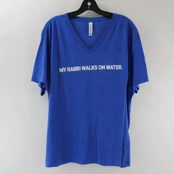 Bella + Canvas 2XL Blue My Rabbi Walks on Water V-Neck The CHOSEN Tee