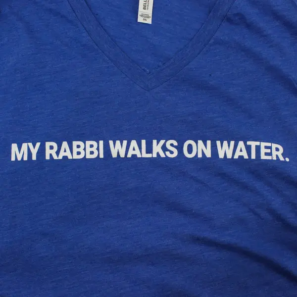 Bella + Canvas 2XL Blue My Rabbi Walks on Water V-Neck The CHOSEN Tee