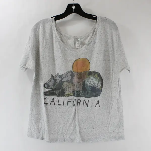 Bella+Canvas M California Bear Graphic Cropped Women's T-Shirt Gray