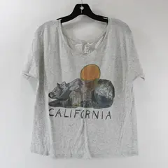 Bella+Canvas M California Bear Graphic Cropped Women's T-Shirt Gray