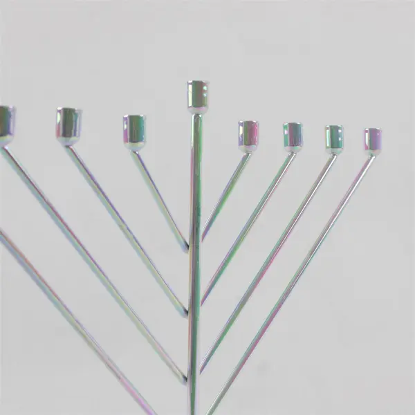 Iridescent Finish Metal Hanukkah Menorah 10.5" FLAWED