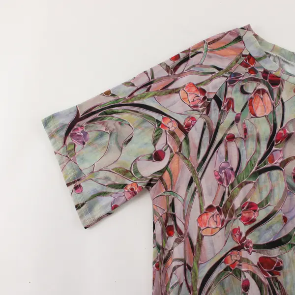 Misslook Womens Pink Floral Short Sleeve Tunic Top