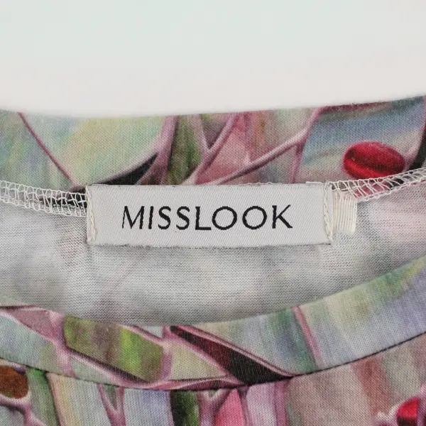 Misslook Womens Pink Floral Short Sleeve Tunic Top
