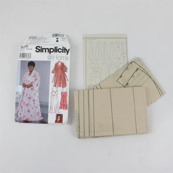 2002 Simplicity Pattern 8486 Women's Robe and Nightgown Size FF 18W-24W UNCUT