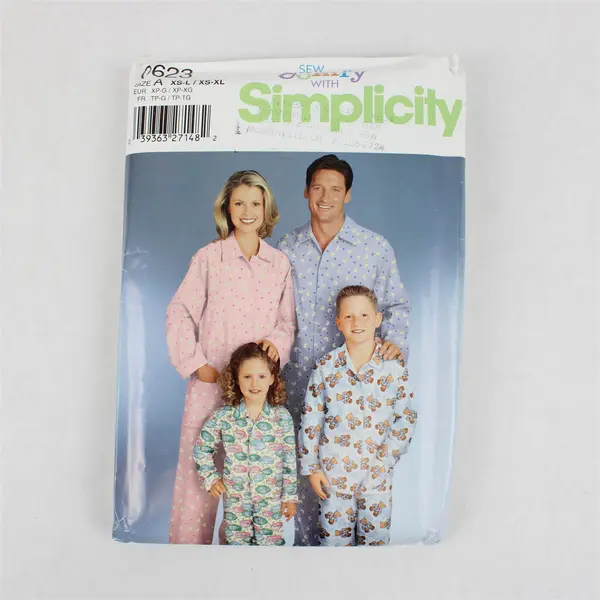 2003 Simplicity Pattern 0623 Pajamas for Family Adults Kids Size A UNCUT