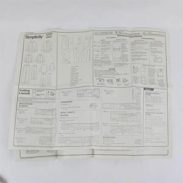 2003 Simplicity Pattern 0623 Pajamas for Family Adults Kids Size A UNCUT
