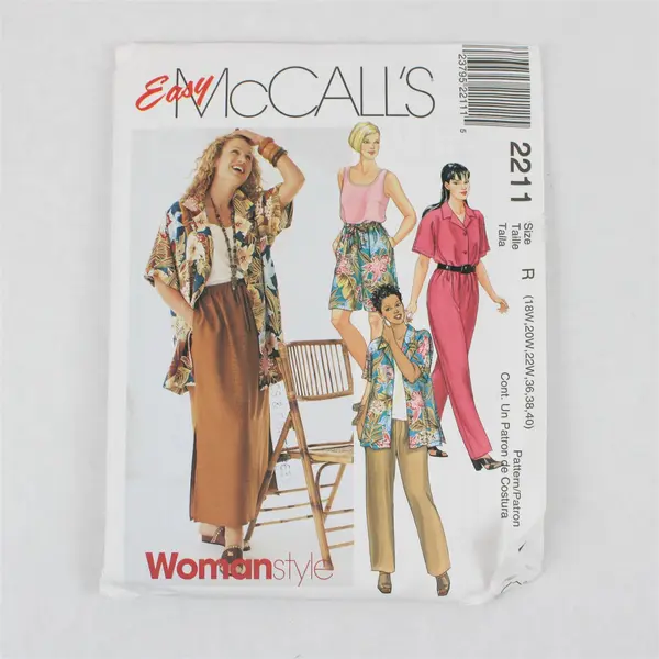 McCall's 2211 1999 Womens Top Shirt Pants Shorts Skirt R 18W-22W Uncut