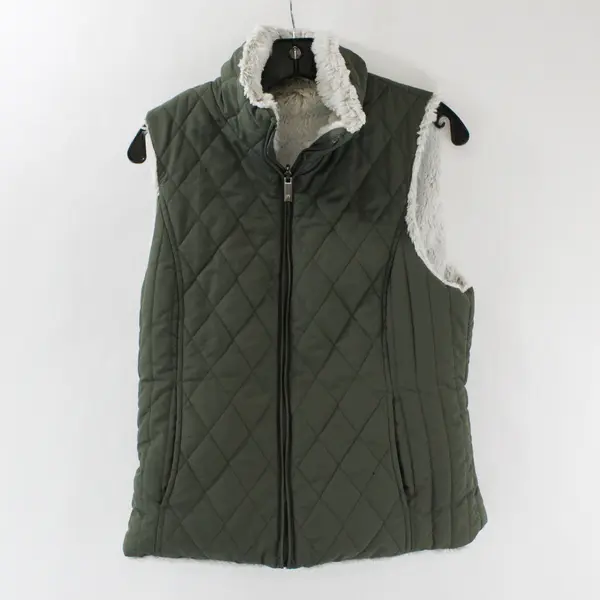 Weatherproof Garment Co. Women's Small Green Quilted Faux Fur Reversible Vest