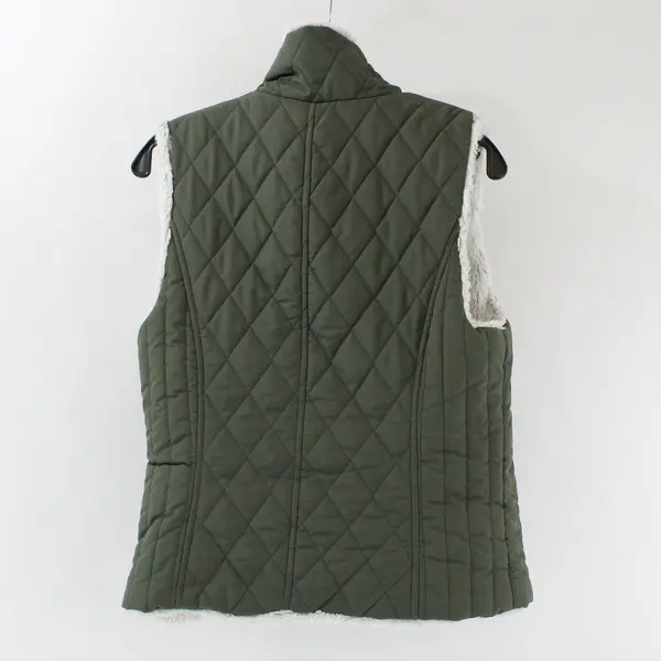 Weatherproof Garment Co. Women's Small Green Quilted Faux Fur Reversible Vest