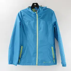 Free Country Women’s S Deep Sky Blue Wind Breaker Hooded Zip Up Jacket - Flawed