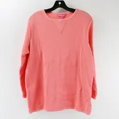 Woman Within Pink Waffle Knit Thermal Crewneck Long Sleeve Shirt Women's Size M