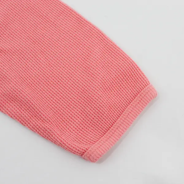 Woman Within Pink Waffle Knit Thermal Crewneck Long Sleeve Shirt Women's Size M