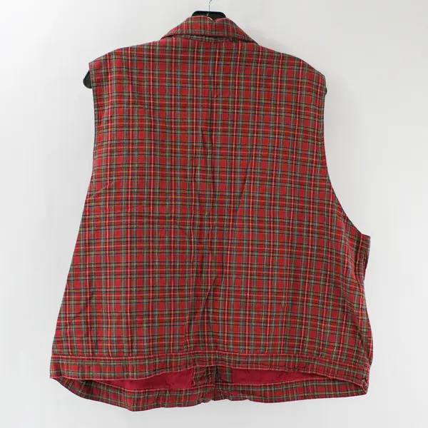 VTG Bedford Fair Red Plaid Cotton Sleeveless Button Up Vest Size Unknown