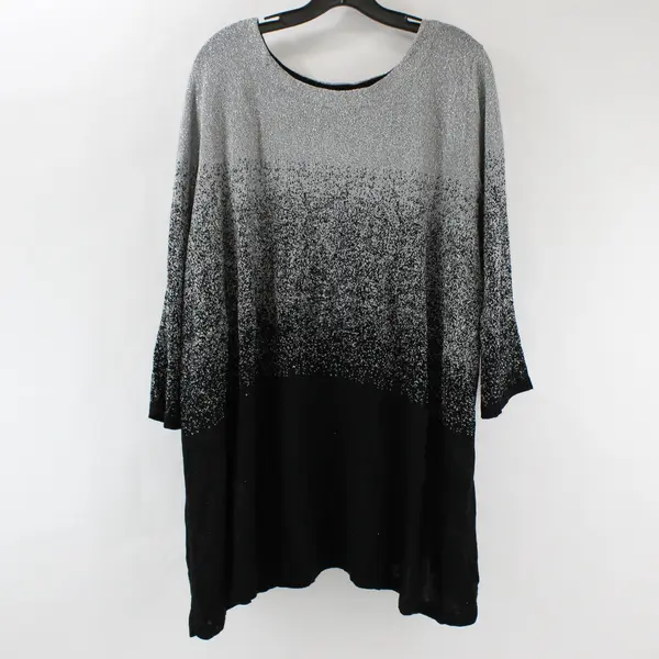 GNW Women's Size 3X Silver Shimmer & Black Knit 3/4 Sleeve Blouse