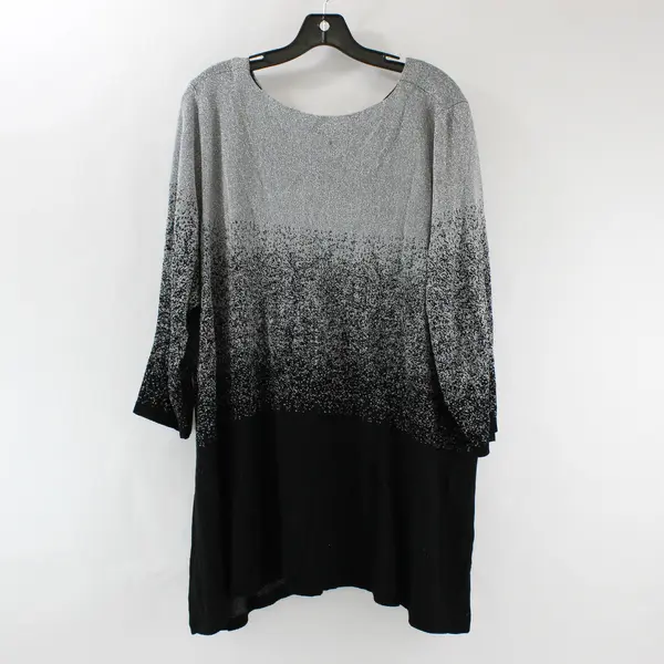 GNW Women's Size 3X Silver Shimmer & Black Knit 3/4 Sleeve Blouse