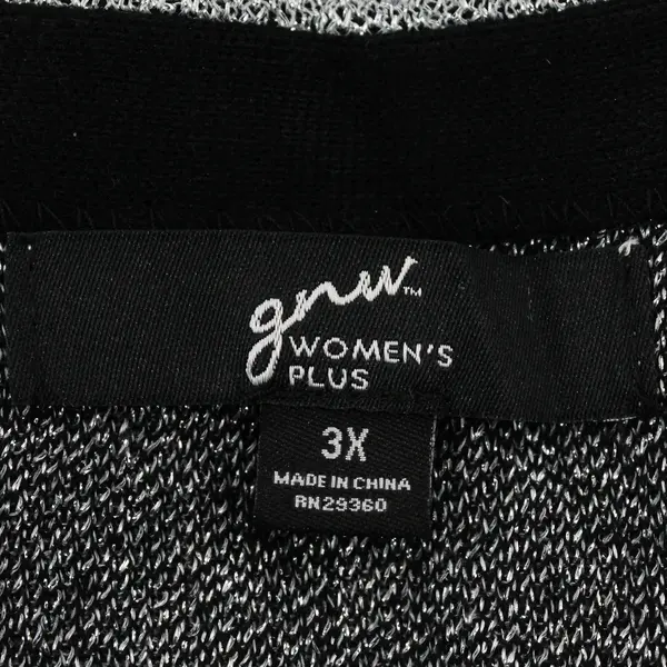 GNW Women's Size 3X Silver Shimmer & Black Knit 3/4 Sleeve Blouse