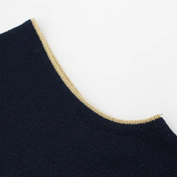 Vintage All Points by Reference Point Women's L Navy & Gold Sleeveless Blouse