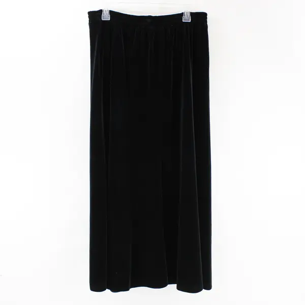 Vintage 90's Cynthia Maxx Women's Large Black Velvet Elastic Waist Maxi Skirt