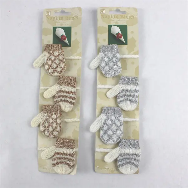 Lot of 2 Amscan Mitten Glitter Napkin Ring Sets Holiday Christmas 8 Total