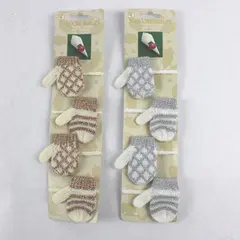 Lot of 2 Amscan Mitten Glitter Napkin Ring Sets Holiday Christmas 8 Total