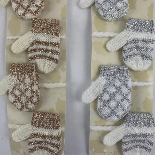 Lot of 2 Amscan Mitten Glitter Napkin Ring Sets Holiday Christmas 8 Total