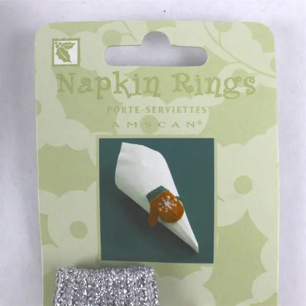 Lot of 2 Amscan Mitten Glitter Napkin Ring Sets Holiday Christmas 8 Total