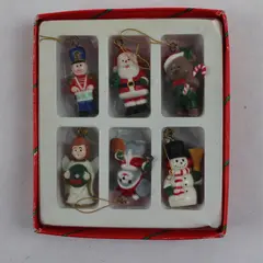 Lot of 6 Vintage Miniature Christmas Ornaments Santa Soldier Angel Snowman