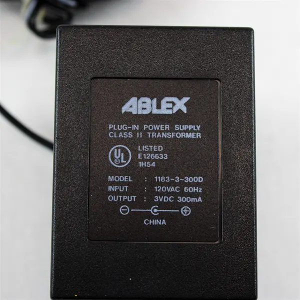 ABLEX 1183-3-300D AC Adapter 3VDC 300mA Plug-In Power Supply