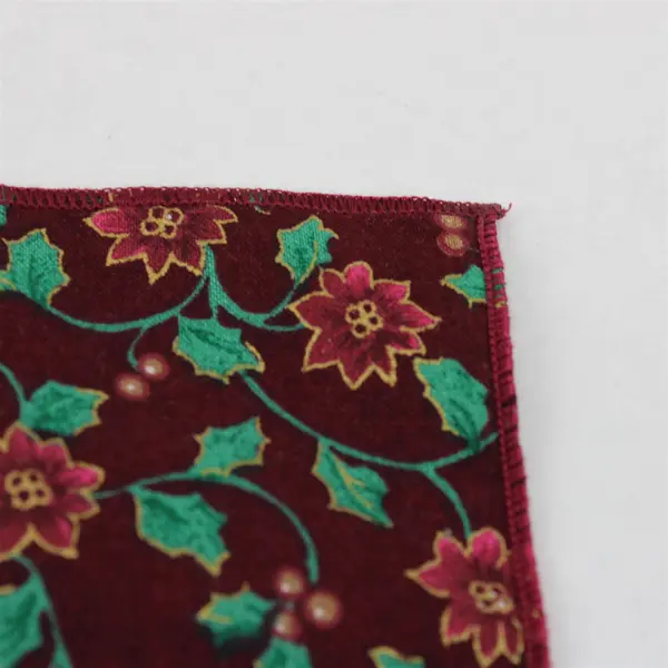 Set of 12 Cloth Napkins Christmas Poinsettia & Holly Pattern Fabric